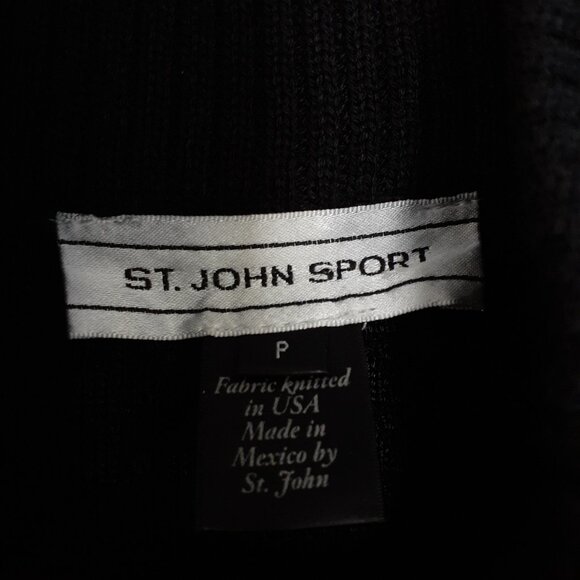 St. John Sport Oversized Full Zip Mock Neck 3/4 Sleeve Sweater Black Size S - Picture 3 of 14